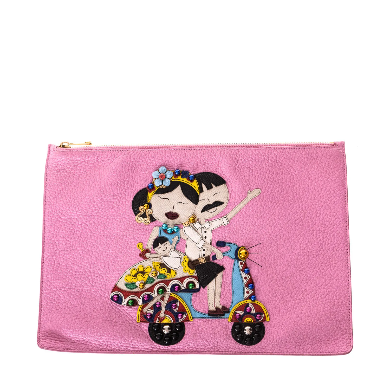 73991-Clutch-Dolce-Gabbana-Bonecos-Couro-Rosa-1-1
