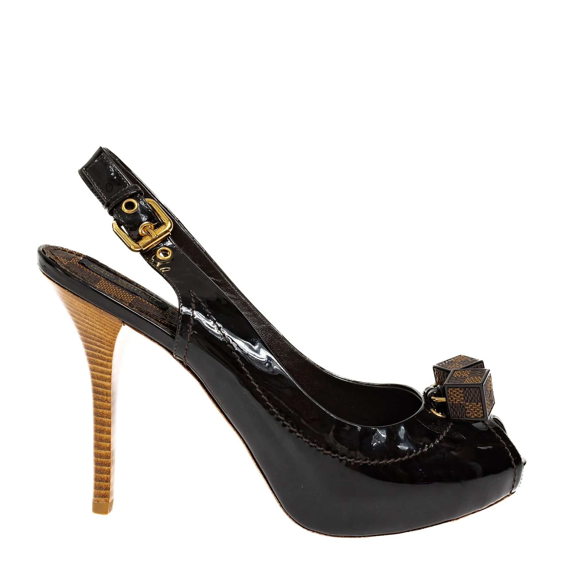 74144-Peep-Toe-Louis-Vuitton-Slingback-Dados-Verniz-Marrom-1-1