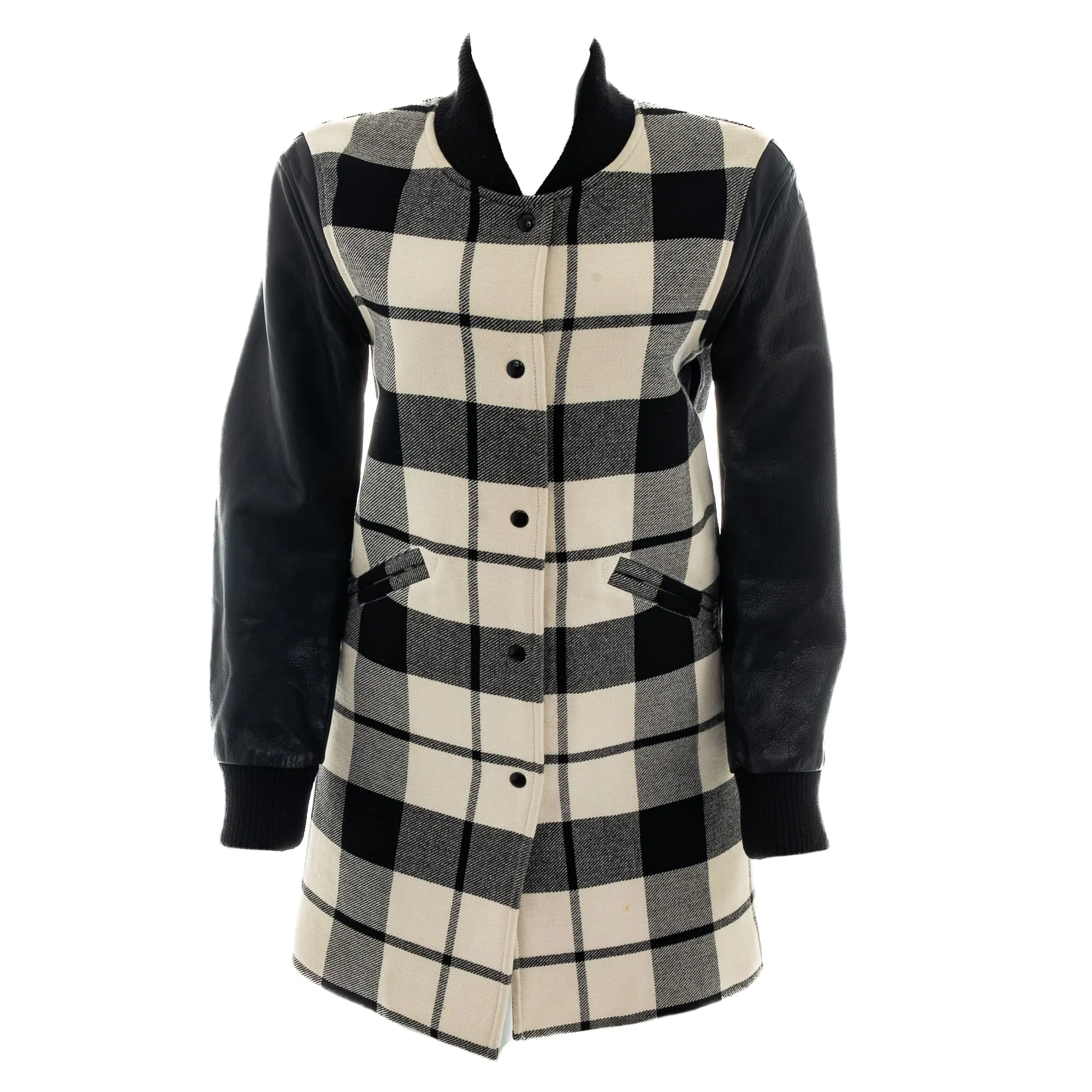 75022-Sobretudo-Sandro-Xadrez-La-e-Couro-Preto-e-Branco-1-1