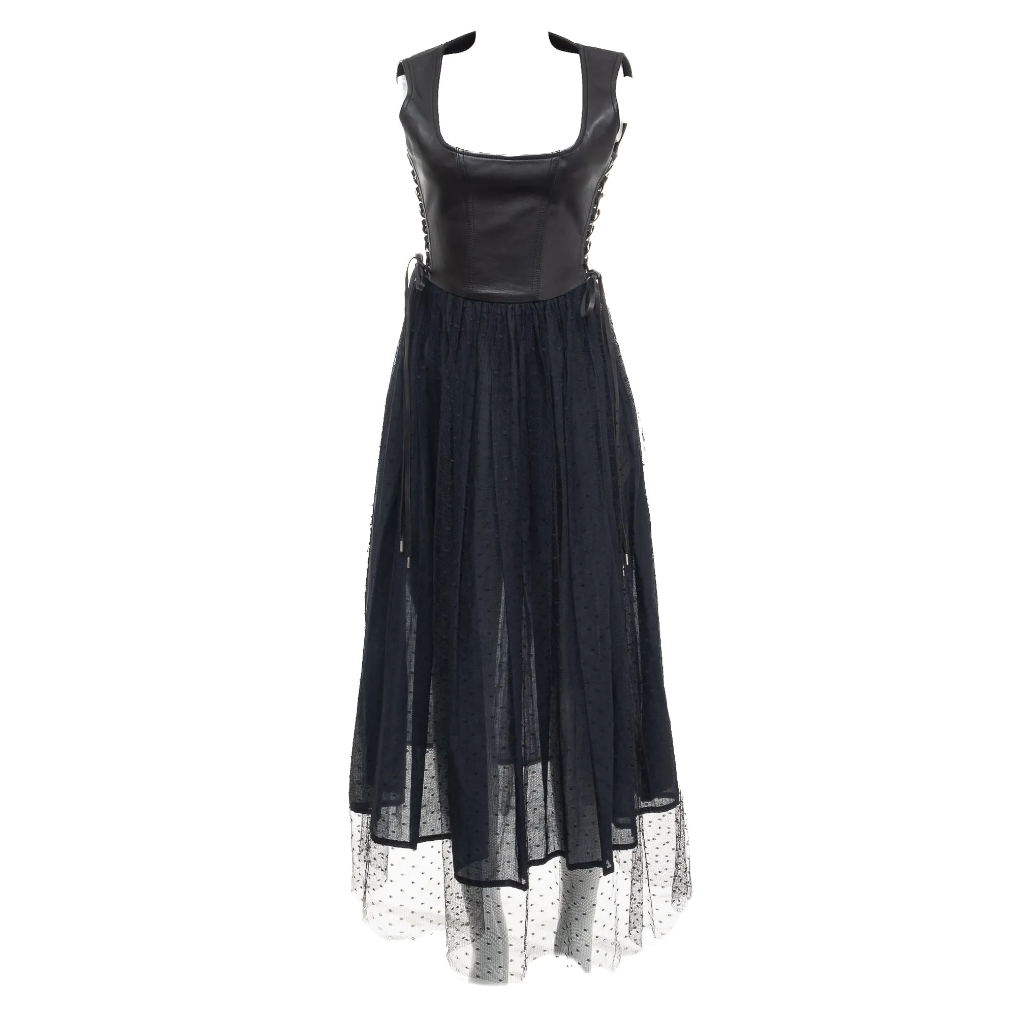 75897-Vestido-Red-Valentino-Couro-e-Tule-Preto-1-1