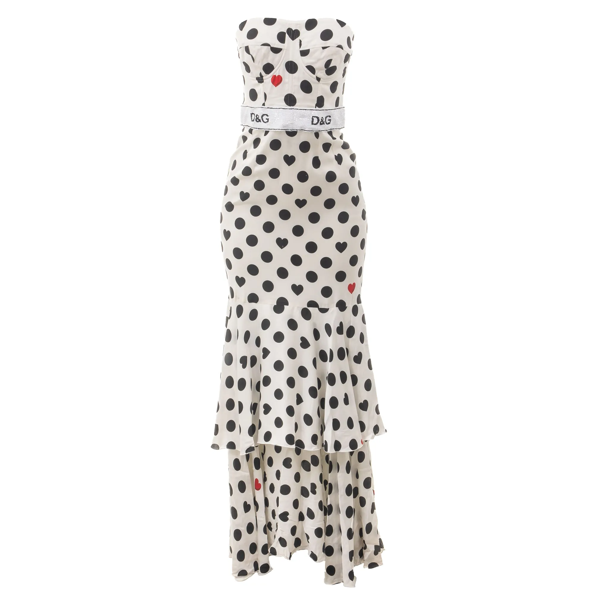 78466-Vestido-Dolce-Gabbana-Longo-Poa-Branco-e-Preto-1-1