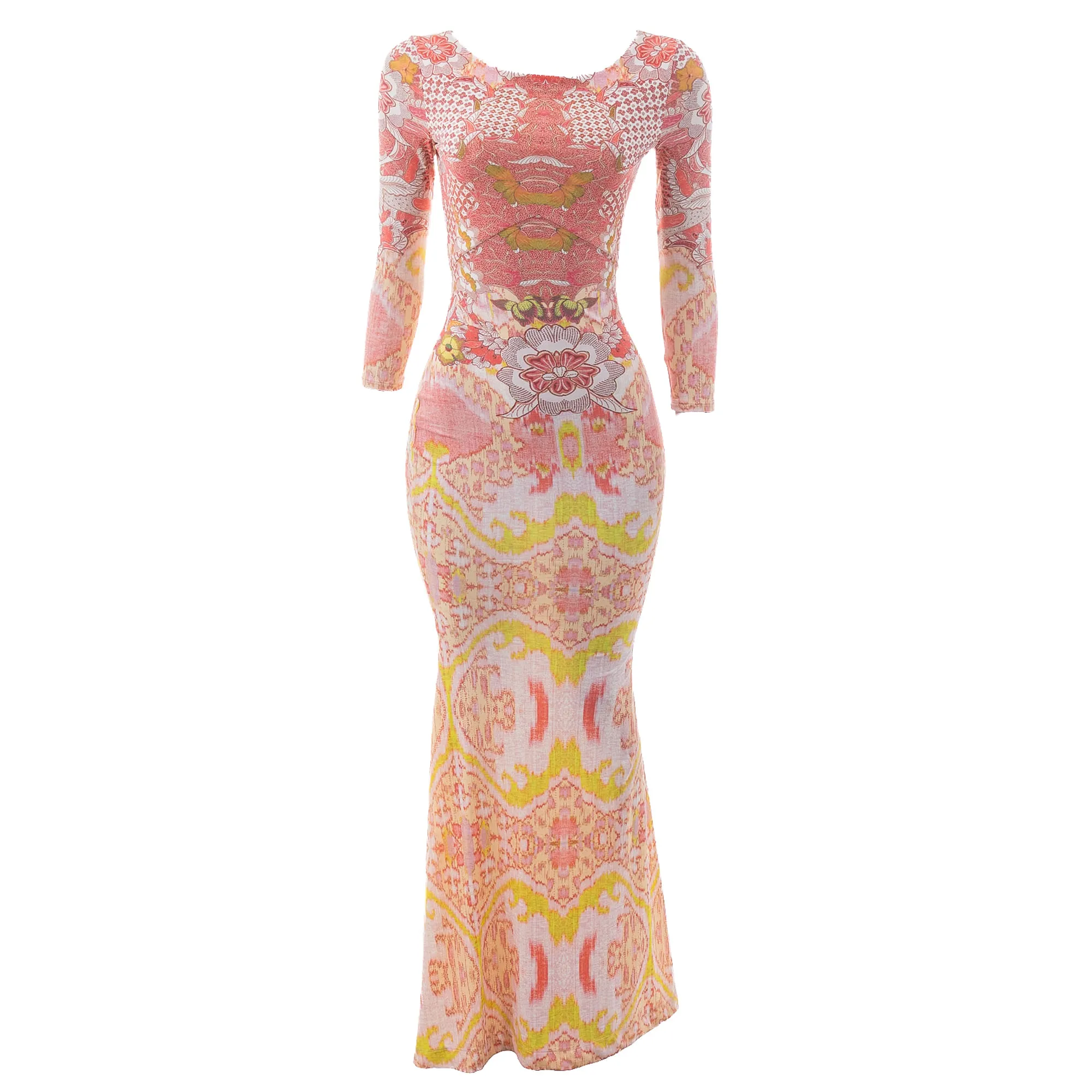 79488-Vestido-Roberto-Cavalli-Longo-Rosa-e-Verde-1-1